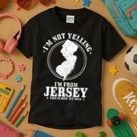 Im Not Yelling Im From New Jersey Funny State Map Pride Kids T-Shirt thumb 3