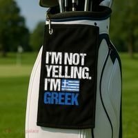 IM Not Yelling Im Greek Golf Towel thumb 2