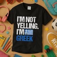 IM Not Yelling Im Greek Kids T-Shirt thumb 3