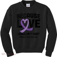 In October Awareness Domestic Violence Awareness Purple Kids Sweatshirt thumb 0