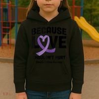 In October Awareness Domestic Violence Awareness Purple Kids Hoodie thumb 3
