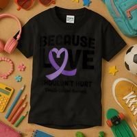 In October Awareness Domestic Violence Awareness Purple Kids T-Shirt thumb 3