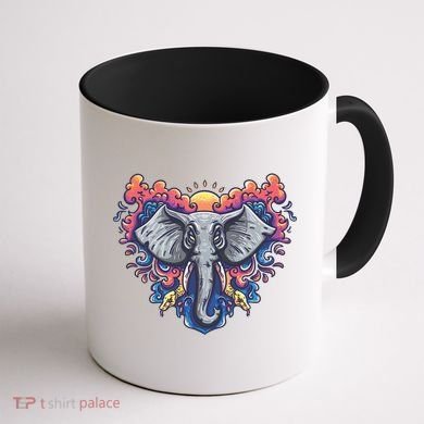 Illustration Of An Elephant Sunrise Coffee Mug back