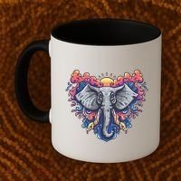 Illustration Of An Elephant Sunrise Coffee Mug thumb 2