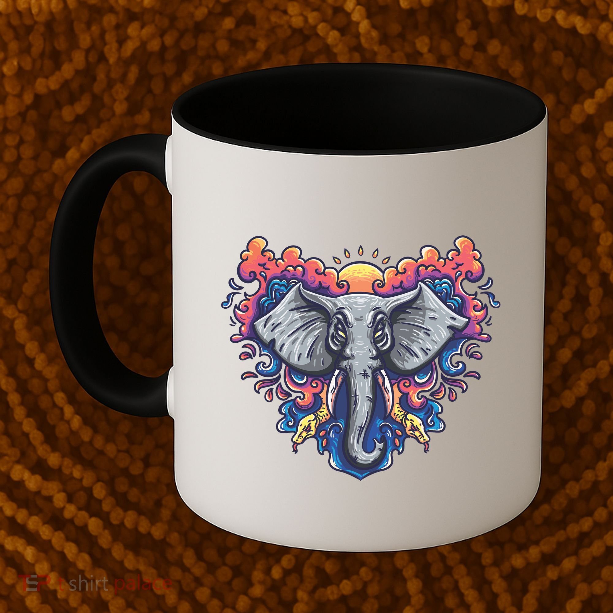 Illustration Of An Elephant Sunrise Coffee Mug