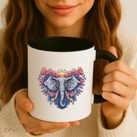 Illustration Of An Elephant Sunrise Coffee Mug thumb 3