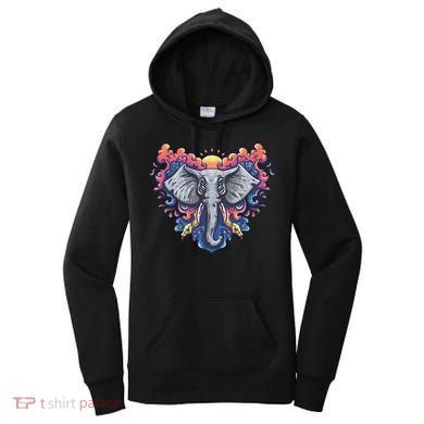Illustration Of An Elephant Sunrise Women's Hoodie