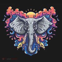 Illustration Of An Elephant Sunrise Women's Hoodie thumb 2