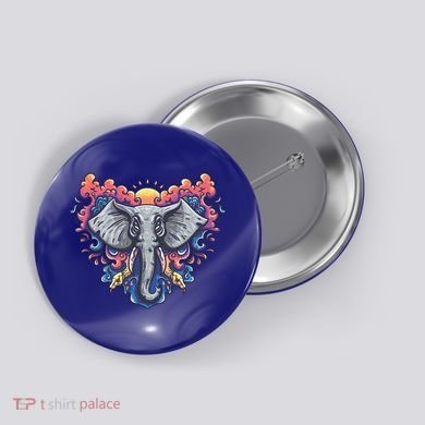 Illustration Of An Elephant Sunrise Button