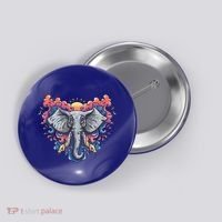 Illustration Of An Elephant Sunrise Button thumb 0