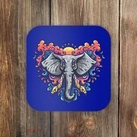 Illustration Of An Elephant Sunrise Coaster thumb 0