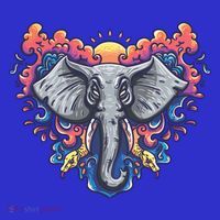 Illustration Of An Elephant Sunrise Baby Bodysuit thumb 2