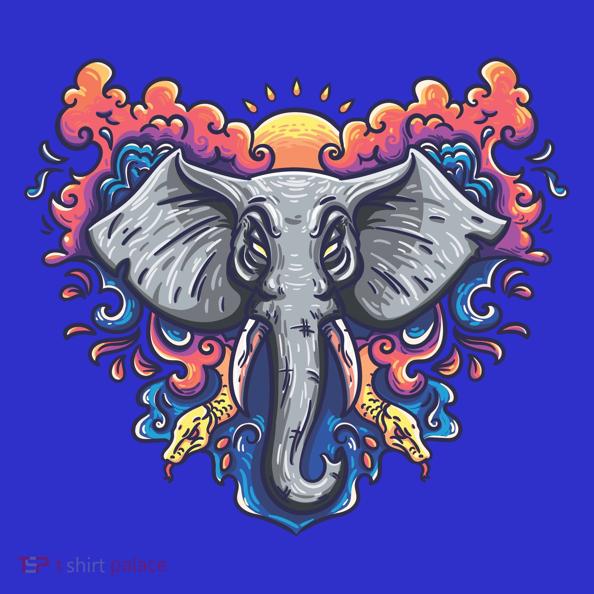 Illustration Of An Elephant Sunrise Baby Bodysuit