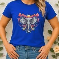 Illustration Of An Elephant Sunrise Women's T-Shirt thumb 2