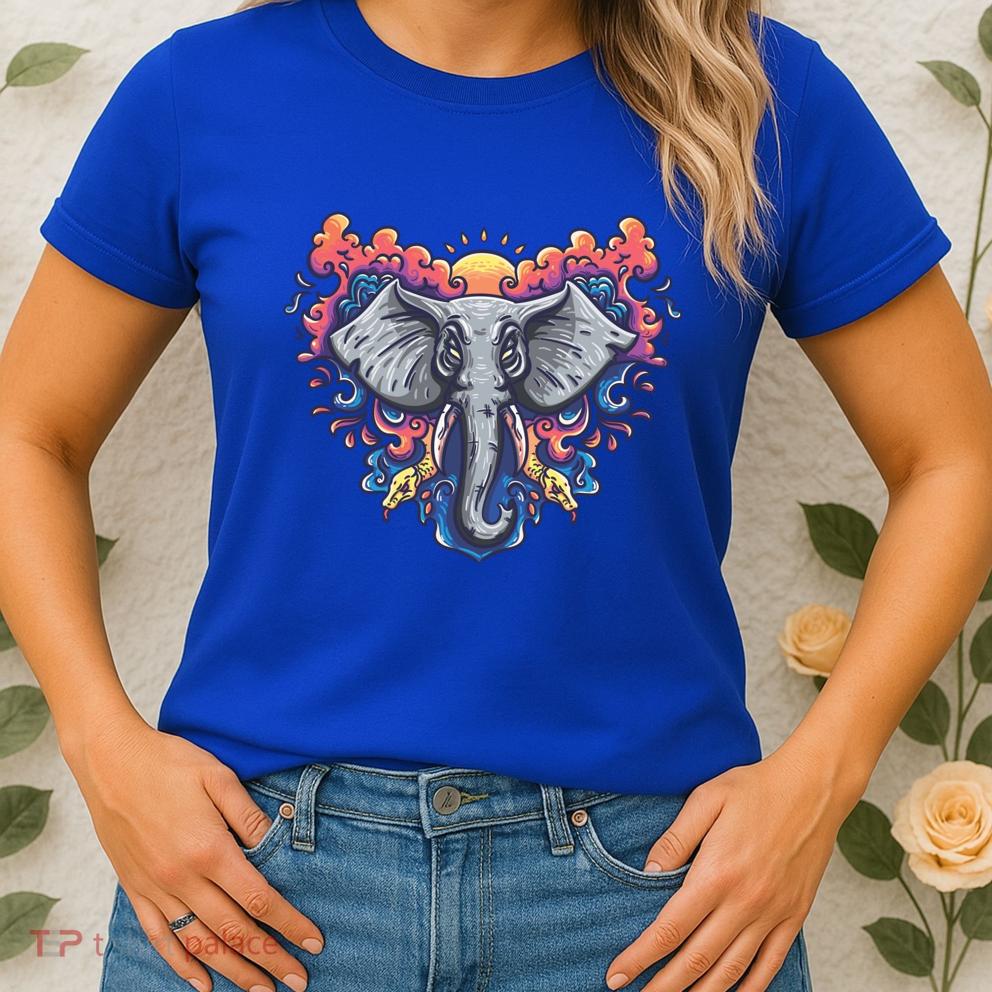 Illustration Of An Elephant Sunrise Women's T-Shirt
