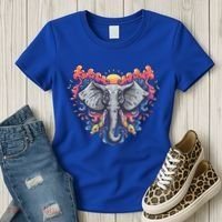 Illustration Of An Elephant Sunrise Women's T-Shirt thumb 3