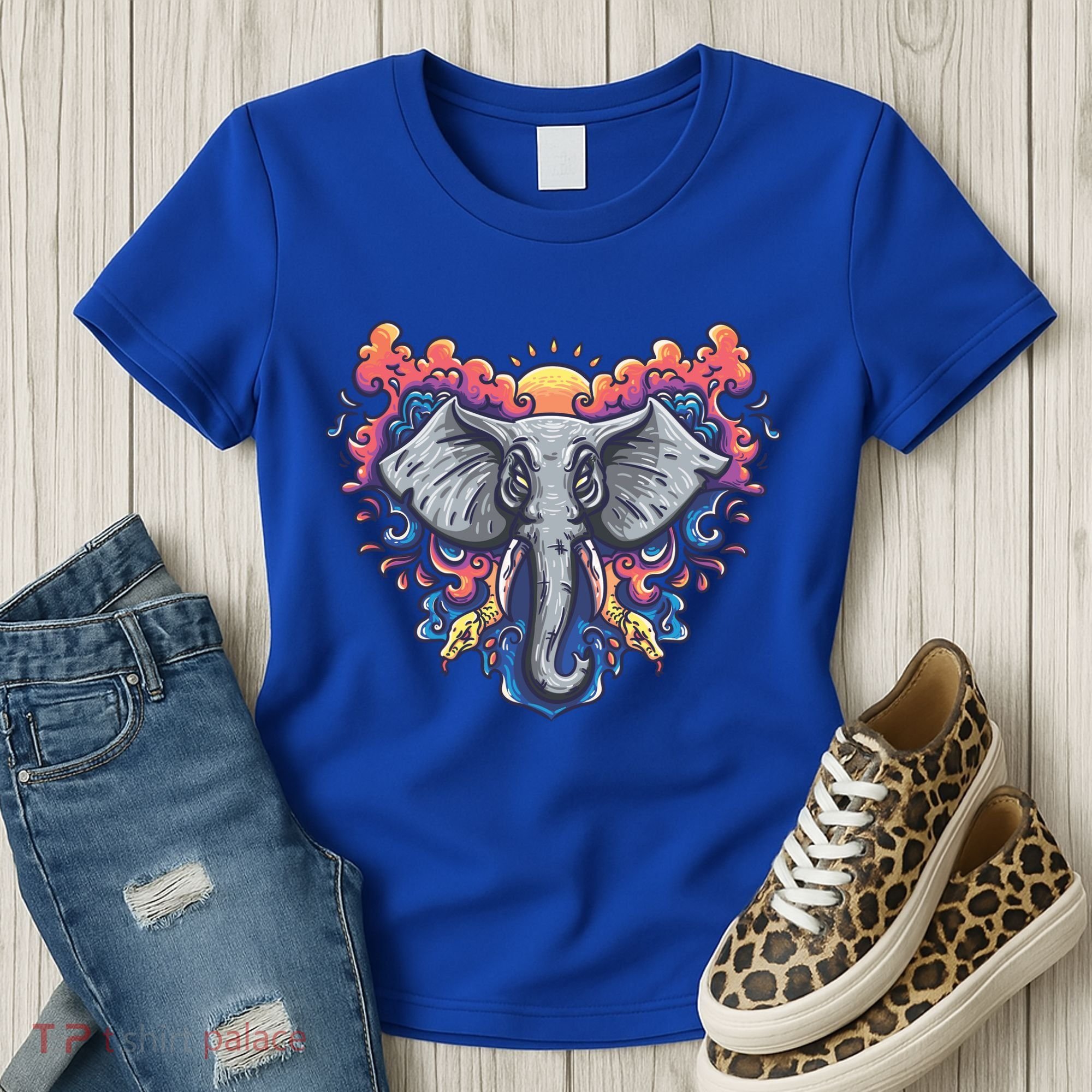 Illustration Of An Elephant Sunrise Women's T-Shirt