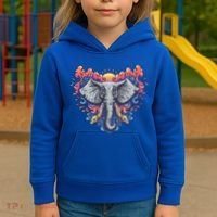 Illustration Of An Elephant Sunrise Kids Hoodie thumb 3