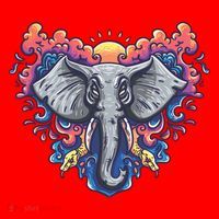 Illustration Of An Elephant Sunrise Santa Hat thumb 1