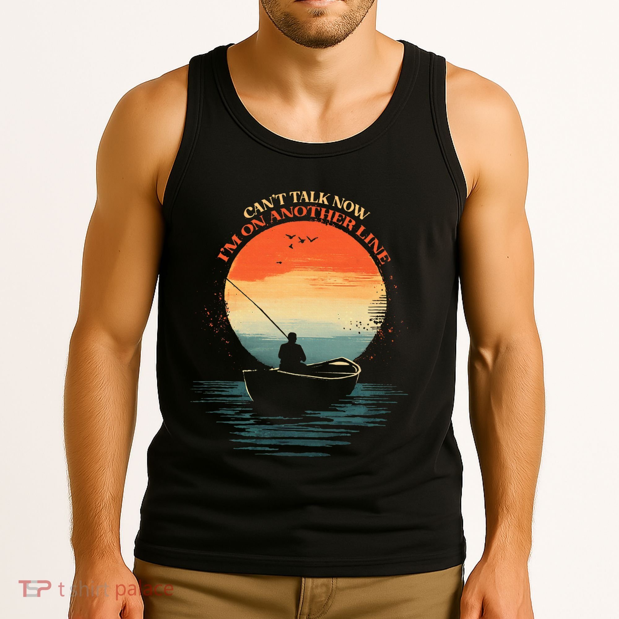 IM On Another Line Fisherman Angler Kayak Fishing Pun Tank Top