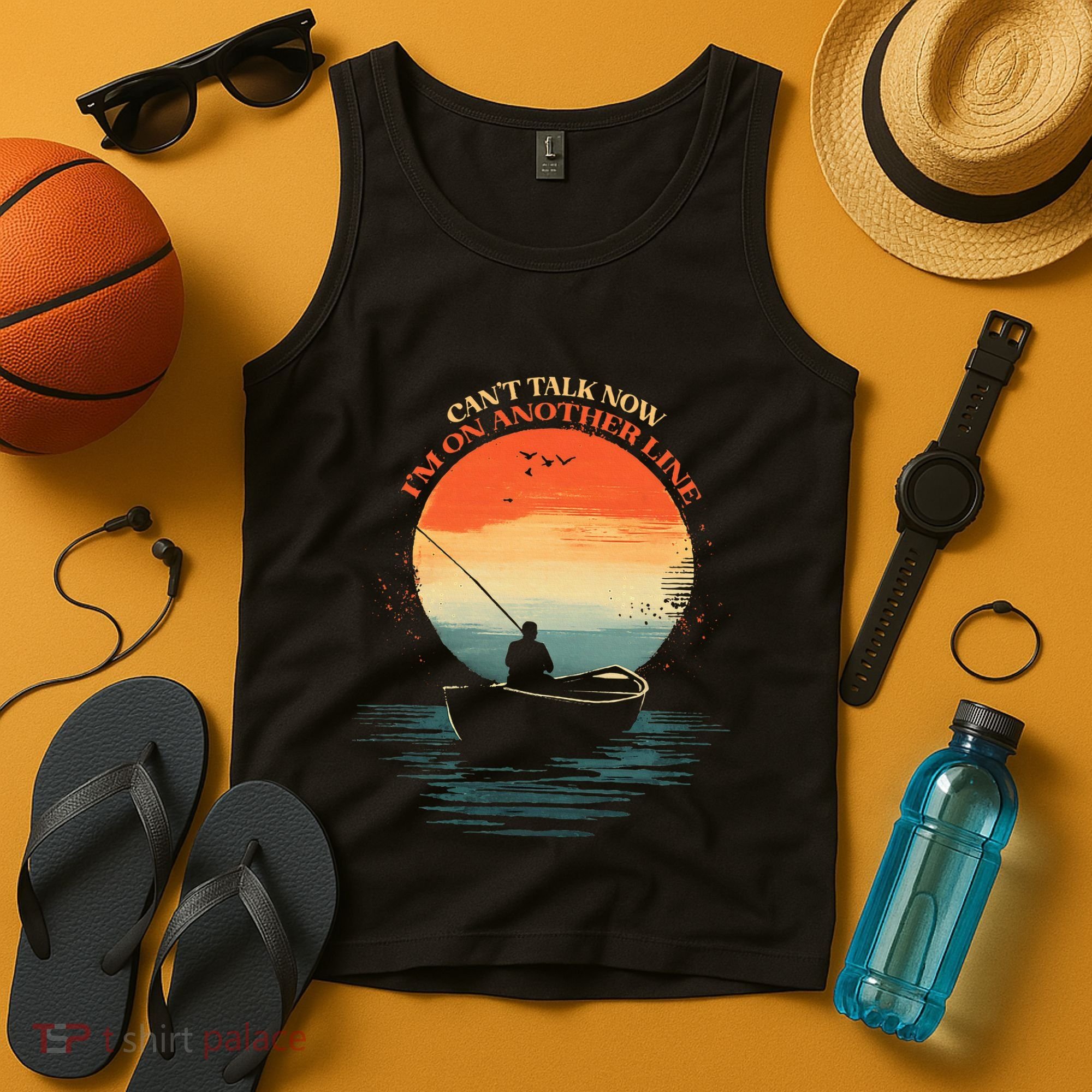 IM On Another Line Fisherman Angler Kayak Fishing Pun Tank Top