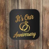 ItS Our Anniversary Shirts For Married Couples Husband Wife Coaster thumb 0