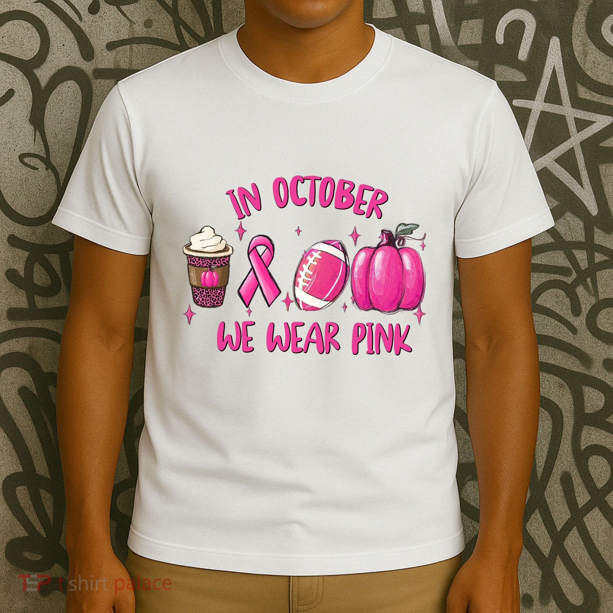 In October Breast Cancer Football Oktoberfest Halloween T-Shirt