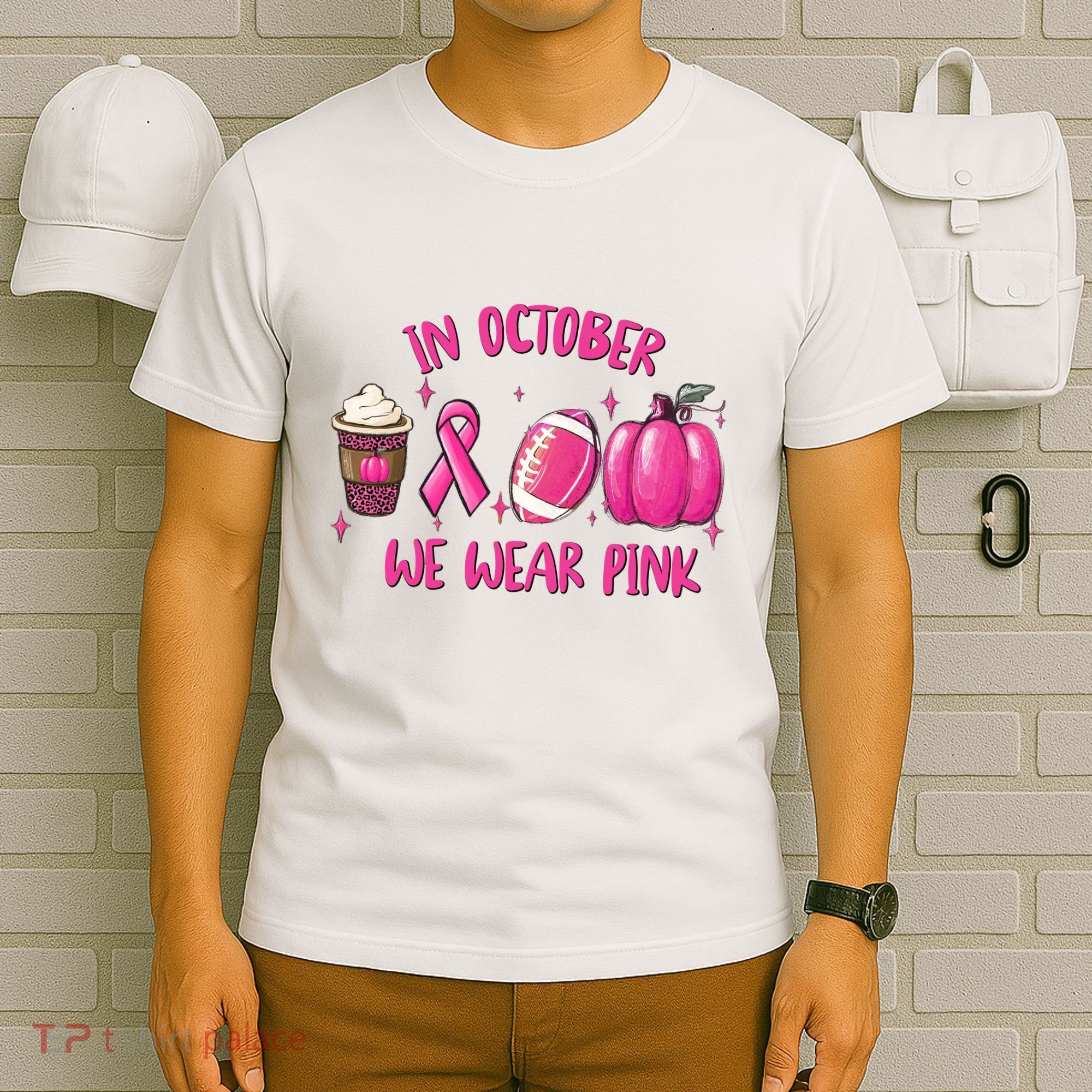 In October Breast Cancer Football Oktoberfest Halloween T-Shirt
