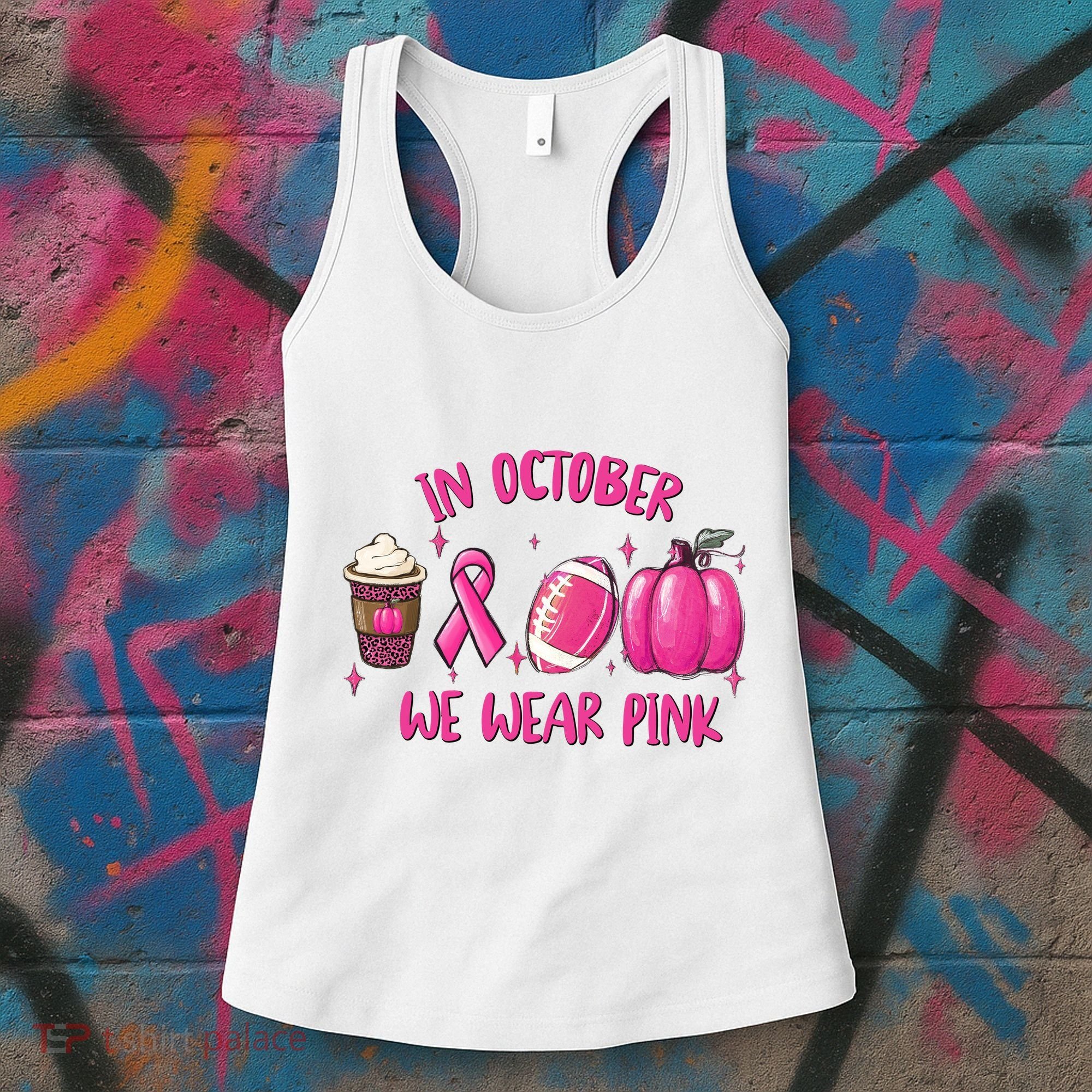 In October Breast Cancer Football Oktoberfest Halloween Women's Tank Top