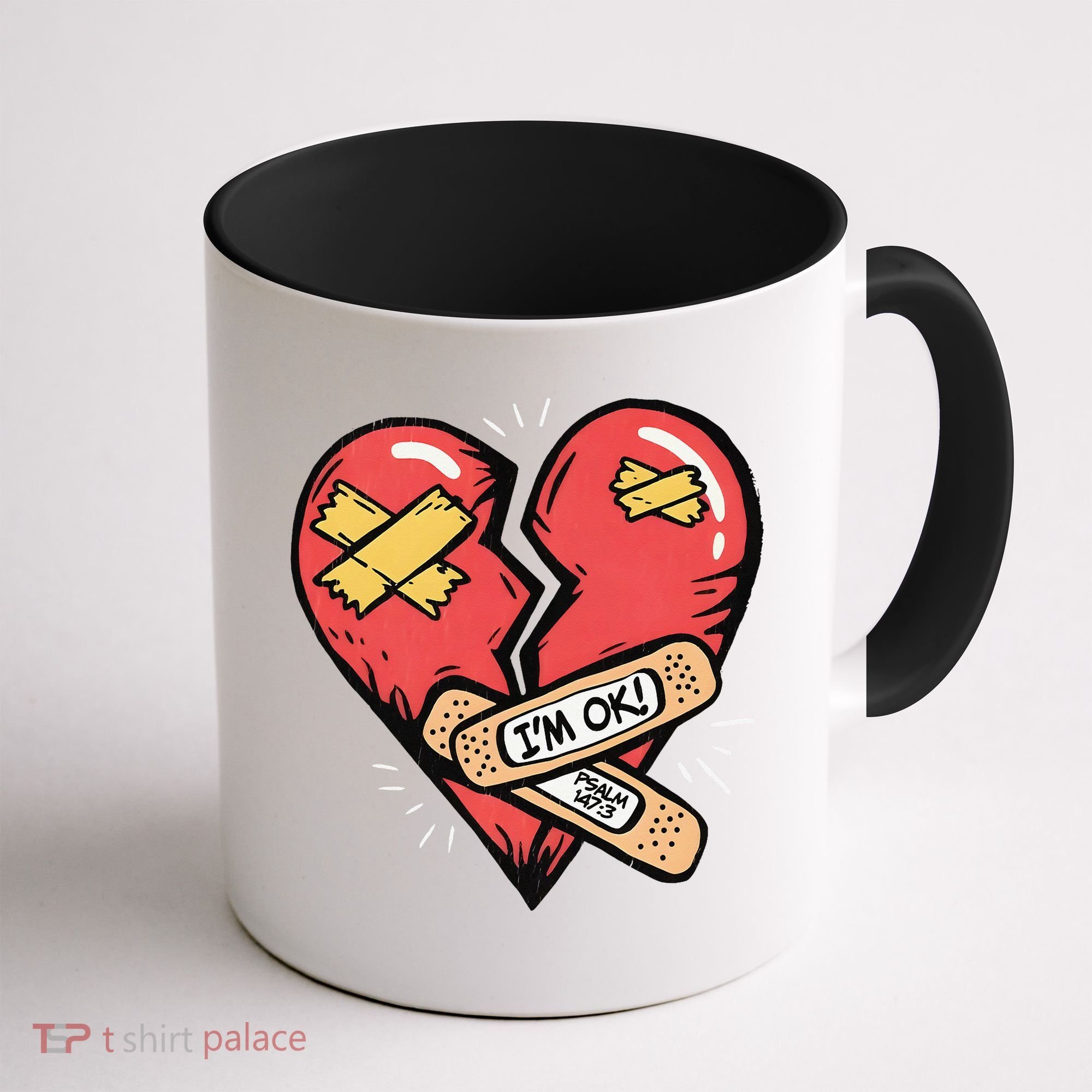 Im Ok Broken Heart Graphic Bandages Bandaids Coffee Mug