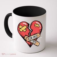 Im Ok Broken Heart Graphic Bandages Bandaids Coffee Mug thumb 0