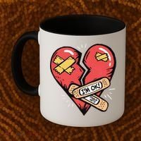 Im Ok Broken Heart Graphic Bandages Bandaids Coffee Mug thumb 2