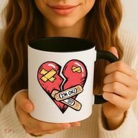 Im Ok Broken Heart Graphic Bandages Bandaids Coffee Mug thumb 3