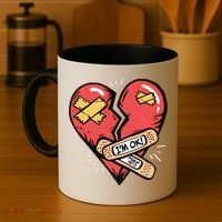 Im Ok Broken Heart Graphic Bandages Bandaids Coffee Mug thumb 4