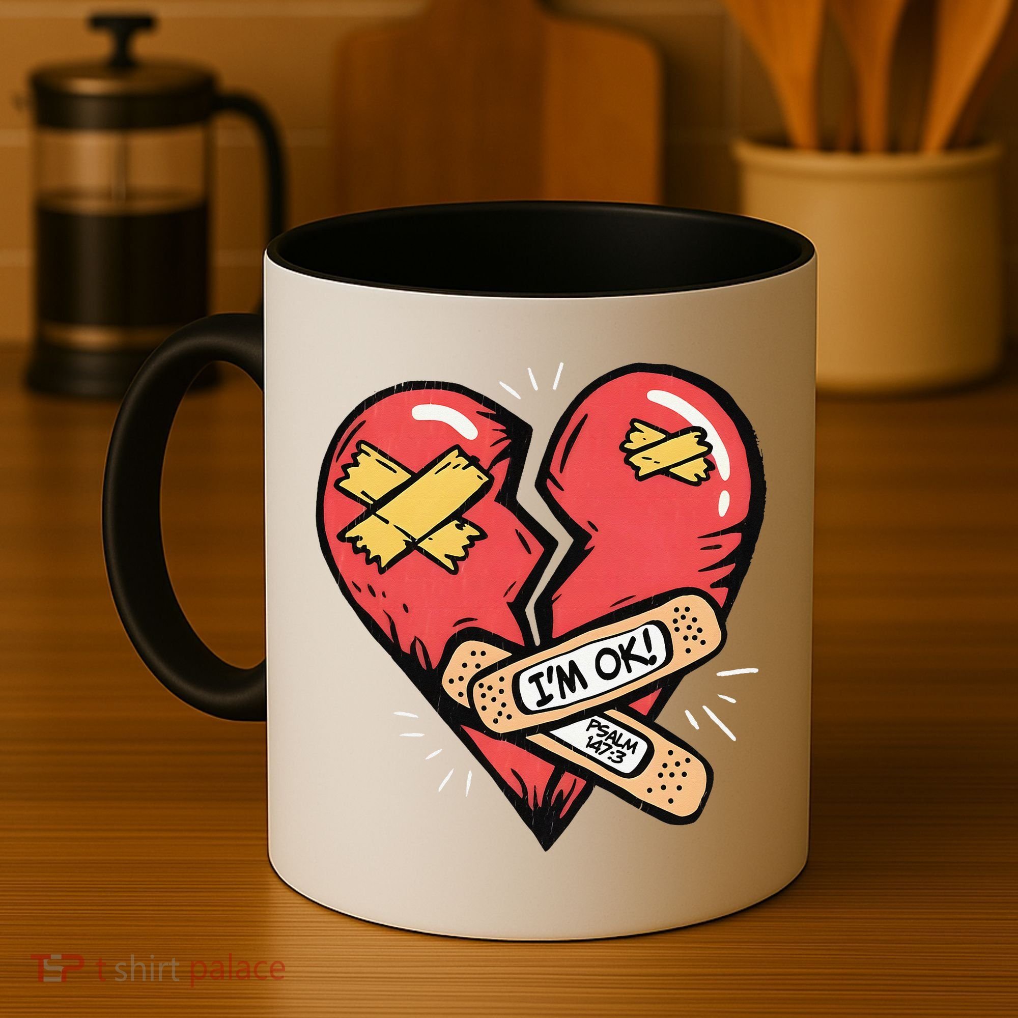 Im Ok Broken Heart Graphic Bandages Bandaids Coffee Mug