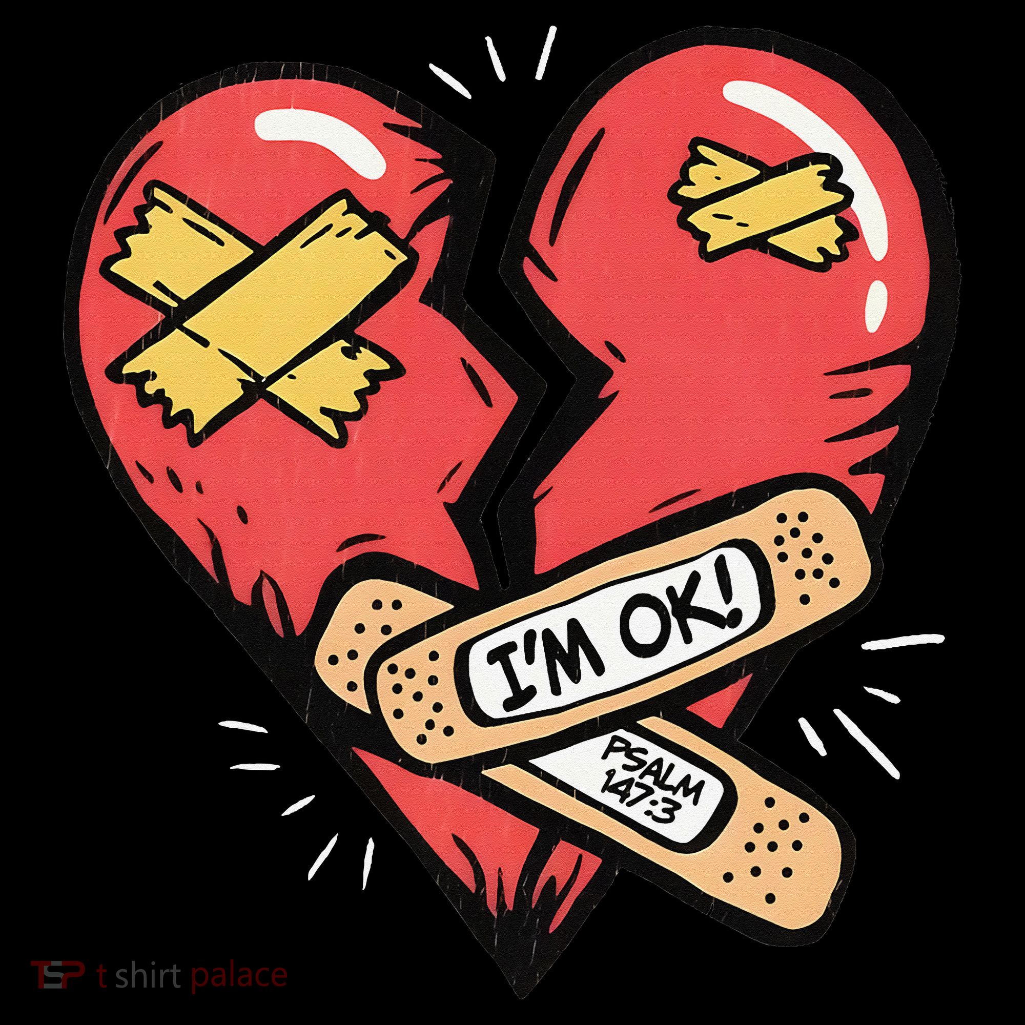 Im Ok Broken Heart Graphic Bandages Bandaids Coffee Mug