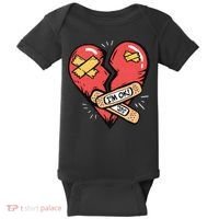 Im Ok Broken Heart Graphic Bandages Bandaids Baby Bodysuit thumb 0