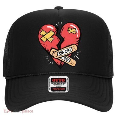 Im Ok Broken Heart Graphic Bandages Bandaids Hat