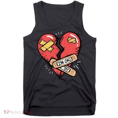 Im Ok Broken Heart Graphic Bandages Bandaids Tank Top