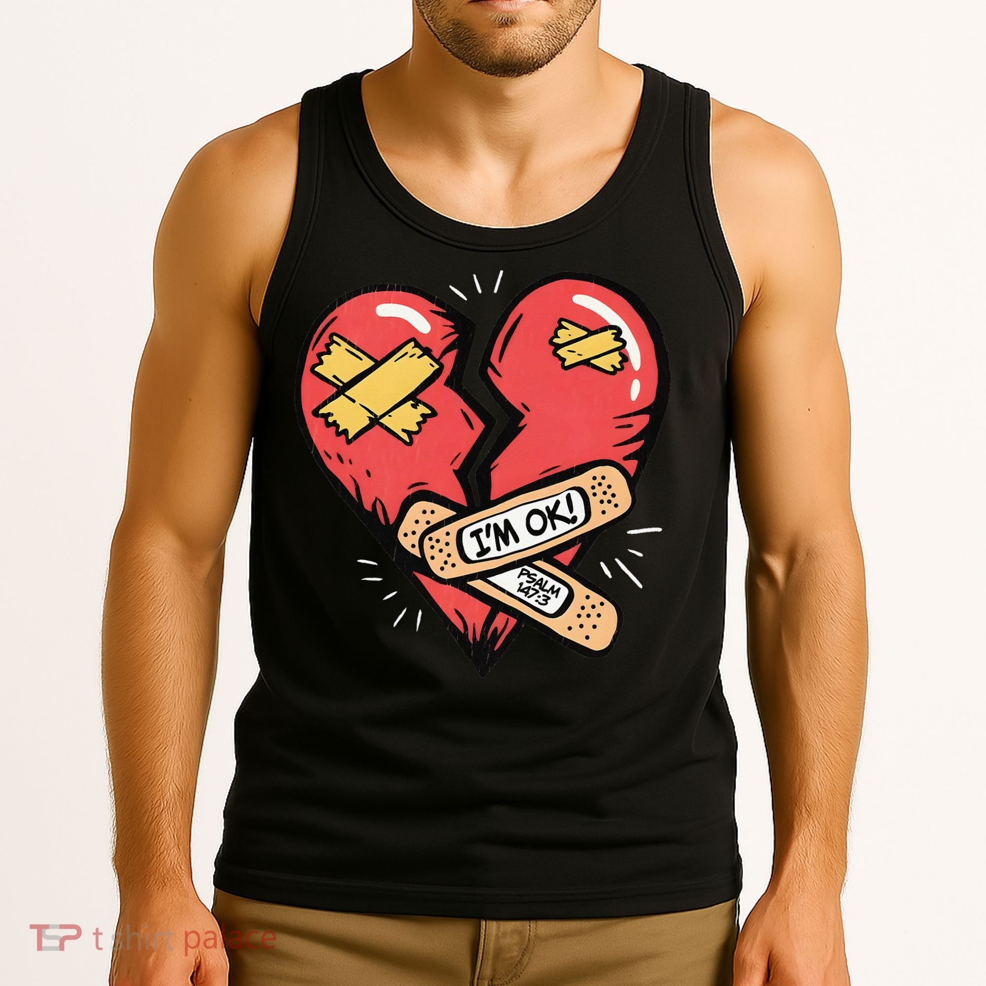 Im Ok Broken Heart Graphic Bandages Bandaids Tank Top