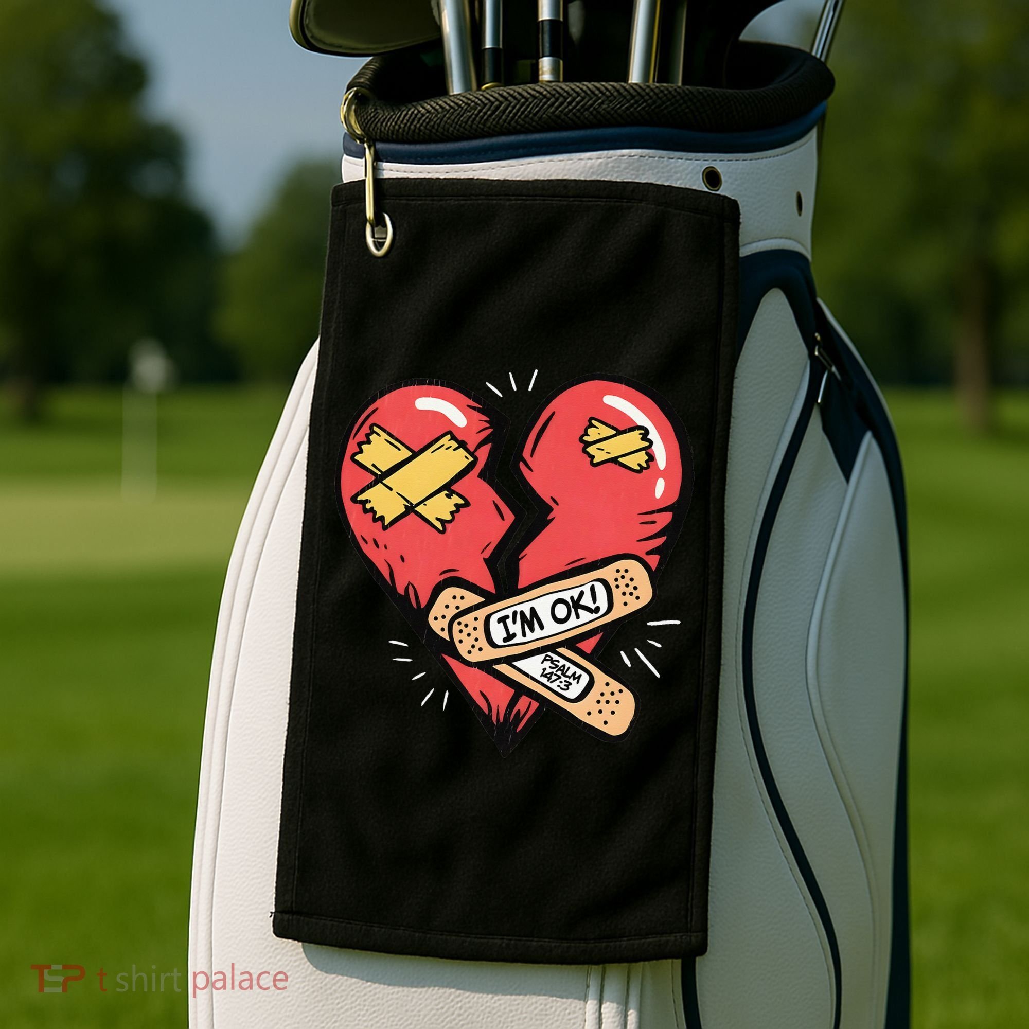 Im Ok Broken Heart Graphic Bandages Bandaids Golf Towel