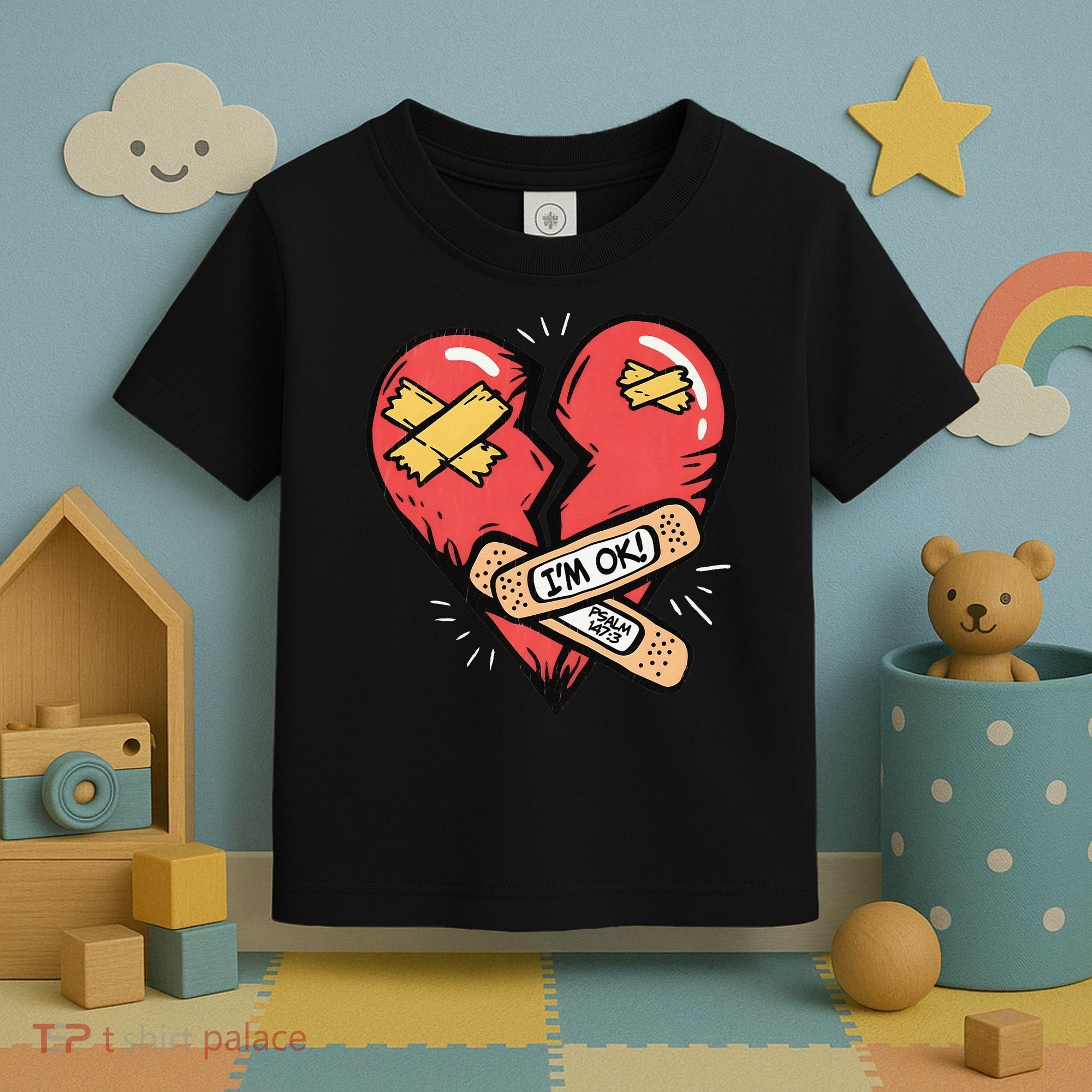 Im Ok Broken Heart Graphic Bandages Bandaids Toddler T-Shirt