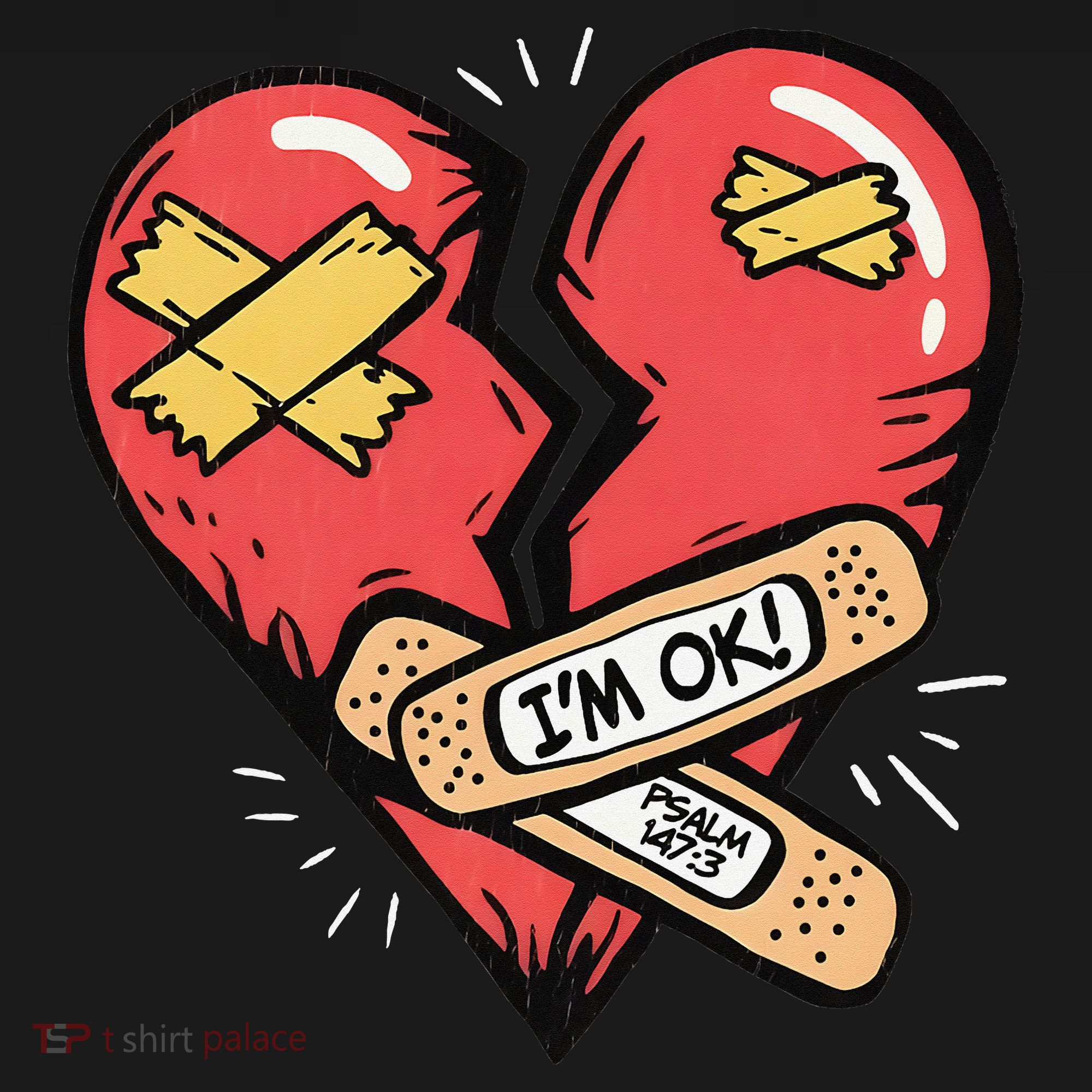 Im Ok Broken Heart Graphic Bandages Bandaids Toddler T-Shirt