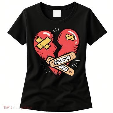 Im Ok Broken Heart Graphic Bandages Bandaids Women's T-Shirt