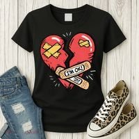Im Ok Broken Heart Graphic Bandages Bandaids Women's T-Shirt thumb 3