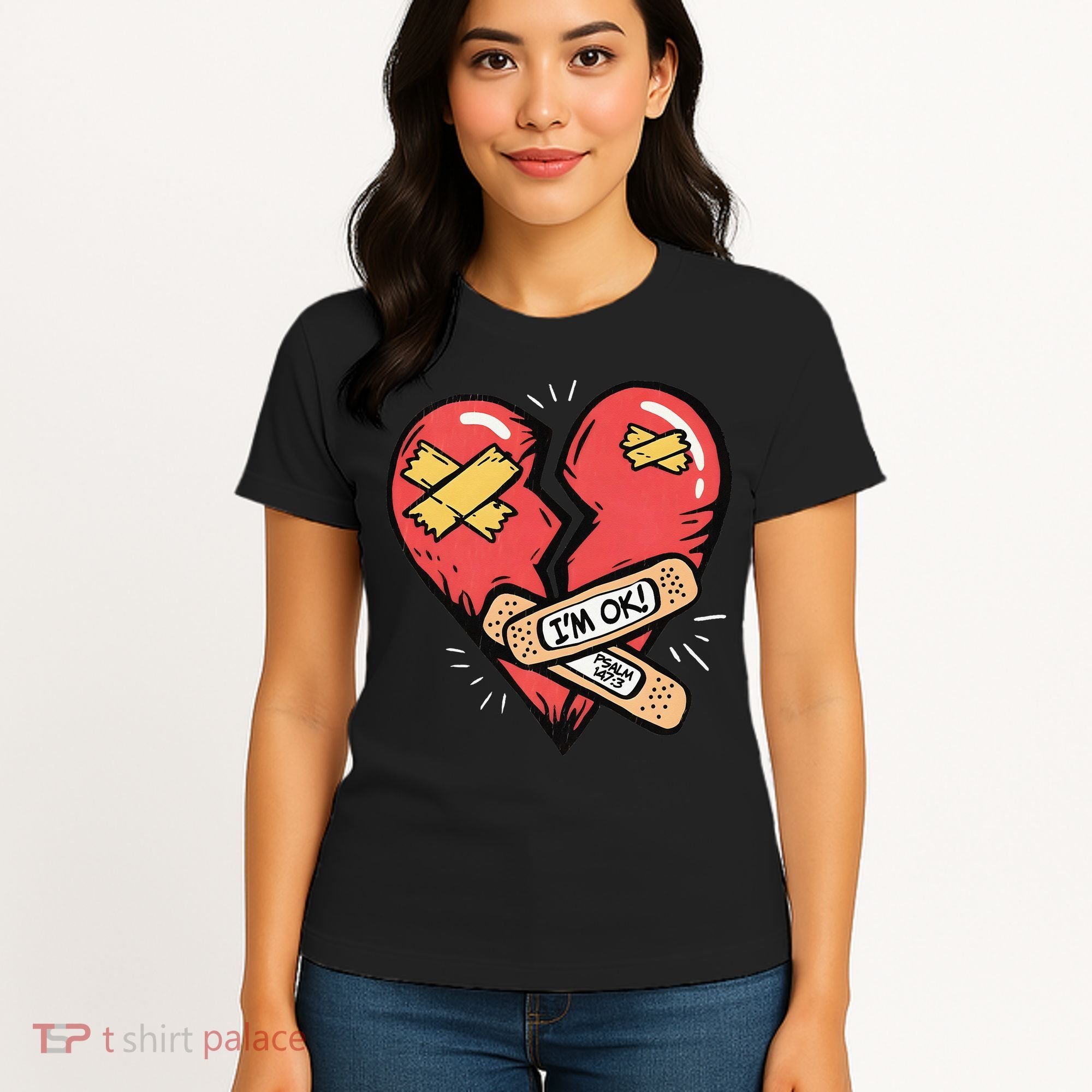 Im Ok Broken Heart Graphic Bandages Bandaids Women's T-Shirt