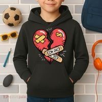 Im Ok Broken Heart Graphic Bandages Bandaids Kids Hoodie thumb 2
