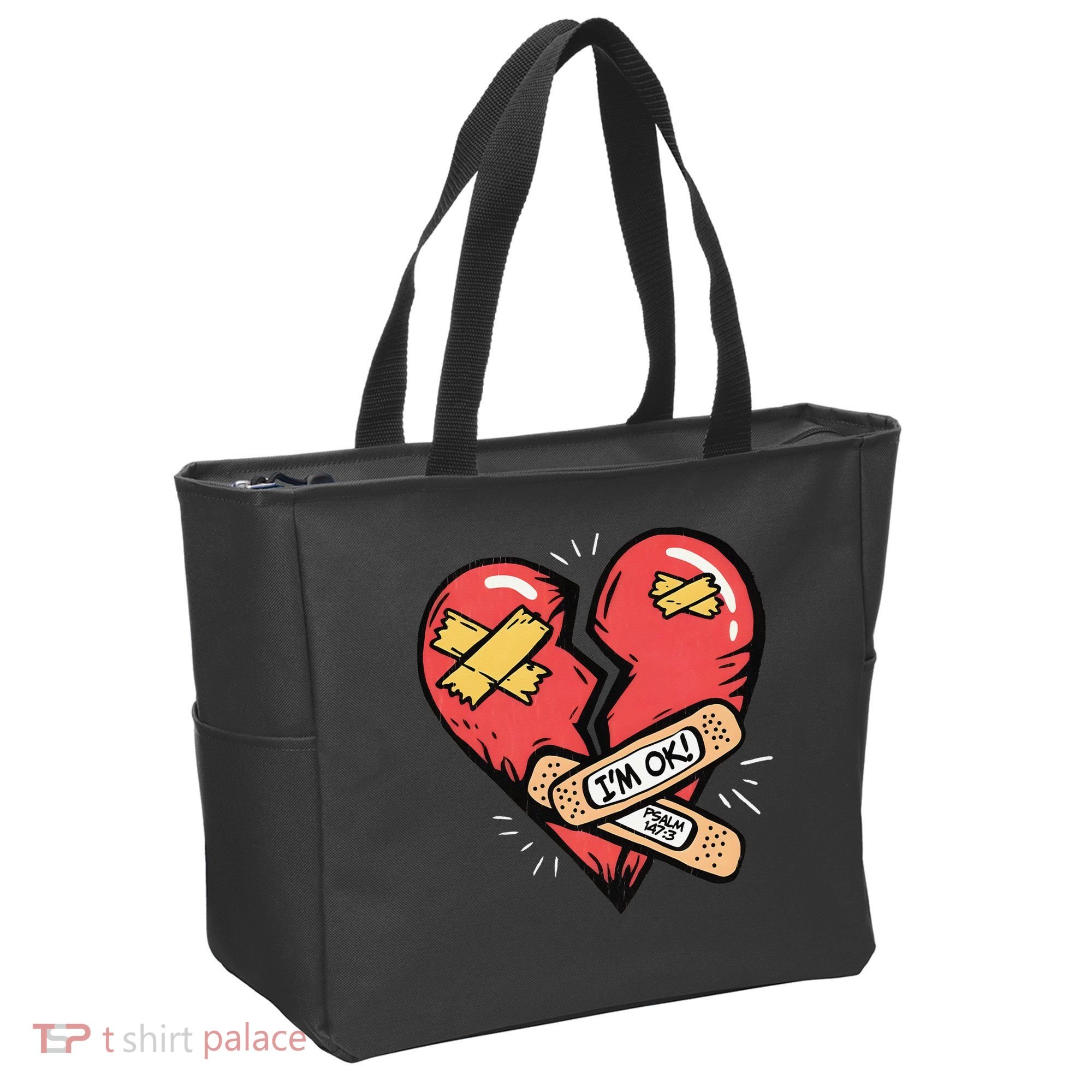 Im Ok Broken Heart Graphic Bandages Bandaids Tote Bag