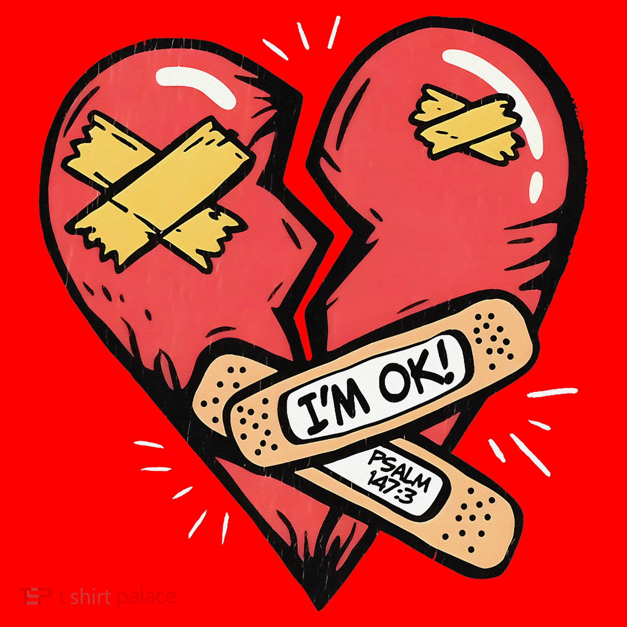 Im Ok Broken Heart Graphic Bandages Bandaids Santa Hat