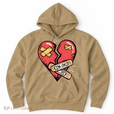 Im Ok Broken Heart Graphic Bandages Bandaids Hoodie